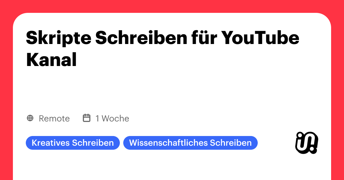 Skripte Schreiben für YouTube Kanal · Junico